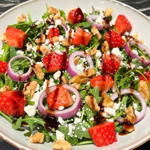 arugula strawberry salad plate with recipe