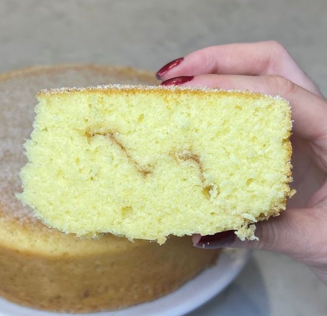 Slice of snickerdoodle cake