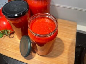 homemade marinara sauce in a jar