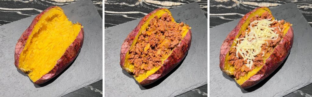 stuffing sweet potato with taco fillings