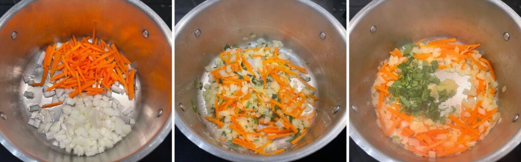 cooking vegetable in big pot to make dumpling soup