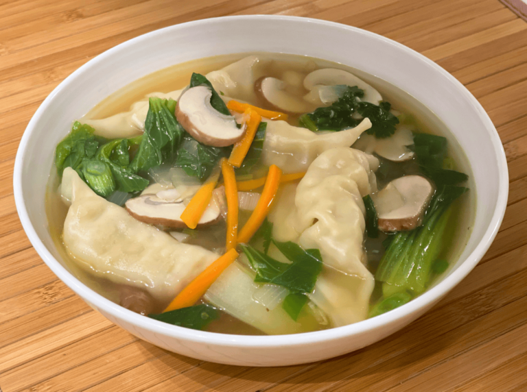 dumpling soup with bok choy