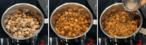adding dried figs to sugar and water syrup then adding lemon juice to make fig jam