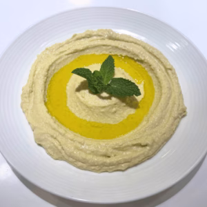 plate with homemade hummus recipe