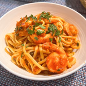 a plate of pasta linguini freshly made at home