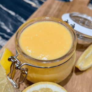 homemade lemon curd fresh in a jar