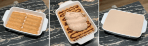 adding a second layer os ladyfingers then adding more nutella sauce and tiramisu