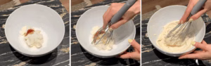 Mixing mascarpone, sugar, and vanilla in a bowl