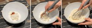 Mixing mascarpone, sugar, and vanilla in a bowl
