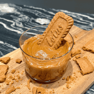 lotus biscoff spread recipe ready in a glass container