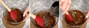tempering chocolate by adding chocolate chips to melted chocolate gradually