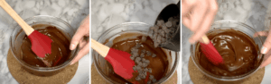 tempering chocolate by adding chocolate chips to melted chocolate gradually