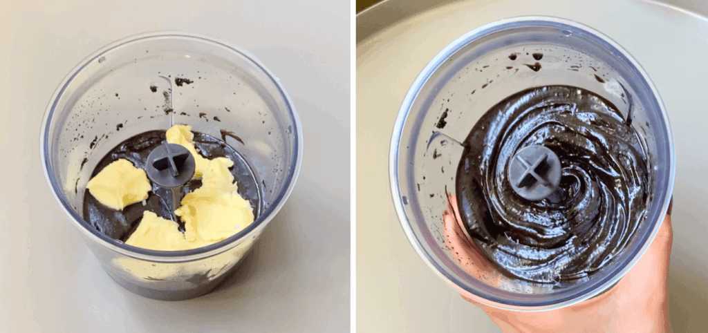 Cold butter added to the Oreo chocolate mixture