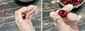 removing cherry pit with straw