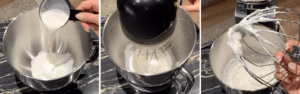 Whipping cream beaten until stiff peaks form.