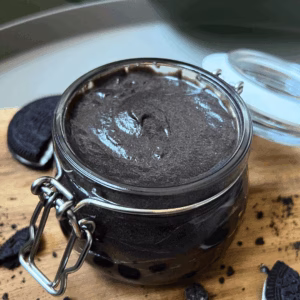 homemade oreo spread in a jar