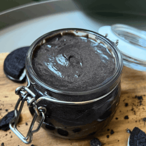 homemade oreo spread in a jar