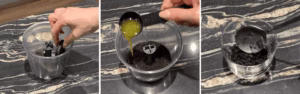 Blending Oreos and butter for cheesecake base