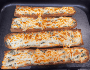perfectly baked garlic bread straight out of the oven