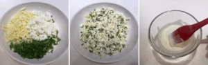 making lebanese cheese rakakat by mixing all the cheeses together