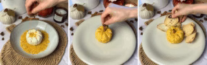 decorating pumpkin cheeseball for fall appetizer