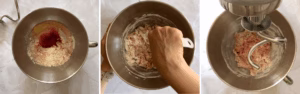 making dough for pink burger buns