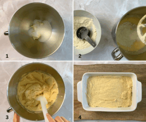 creaming butter with sugar and adding dry ingredients to wet