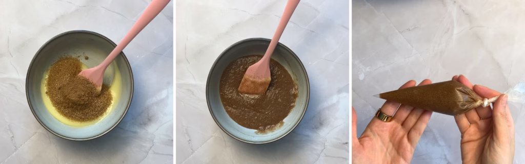 making the cinnamon butter mix for cinnamon roll pancakes