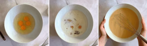 making custard of flan recipe in a bowl