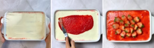 decorating tiramisu with strawberries