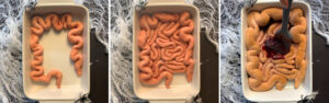 shaping halloween zombie intestines for halloween food ideas
