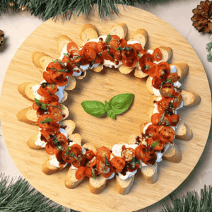 Christmas Appetizer Burrata Crostini Wreath