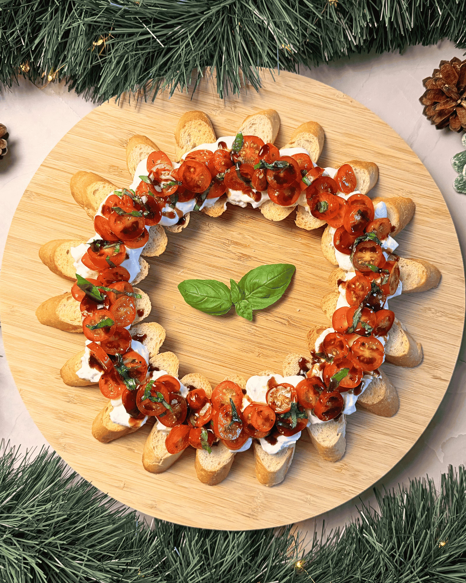 Christmas Appetizer Burrata Crostini Wreath