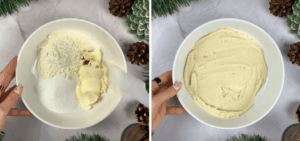 making the sugar cookie filling to make sugar cookie cinnamon rolls