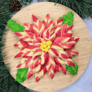 easy christmas bread recipe that looks beautiful like a poinsettia
