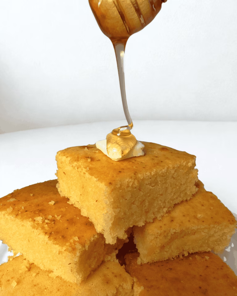 homemade cornbread served with butter and honey