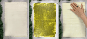 puff pastry christmas tree filled with pesto and cream cheese