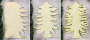 cutting puff pastry christmas tree to shape