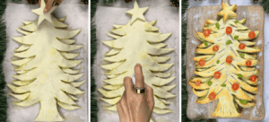 baking and decorating puff pastry christmas tree