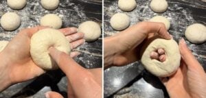 steps on how to make a hole to form a bagel