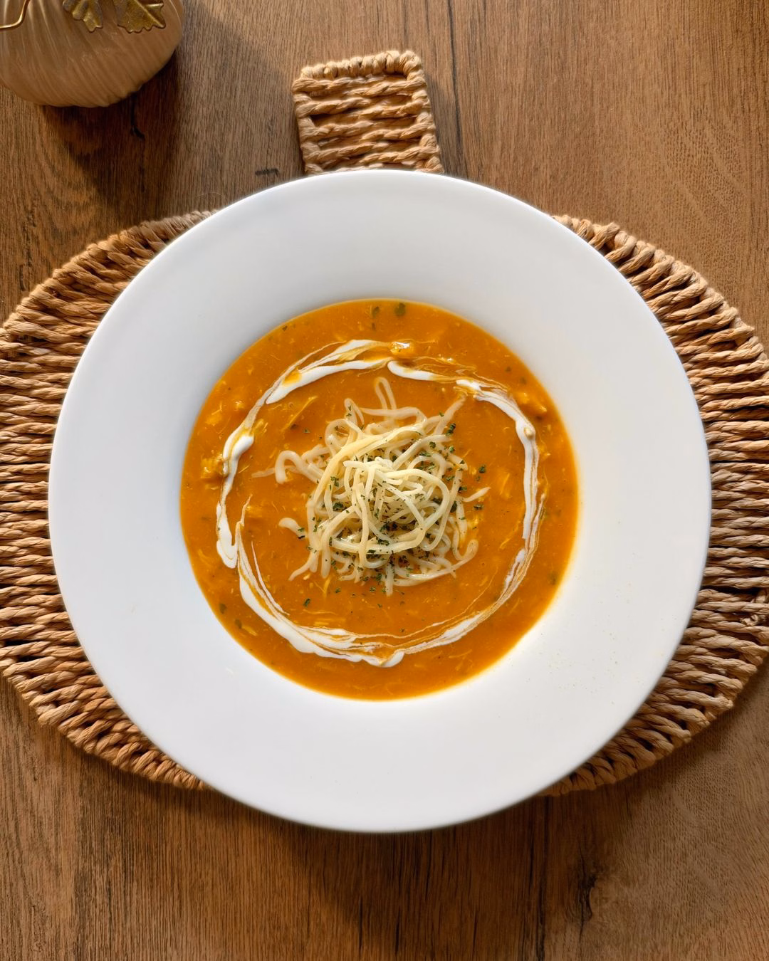 Shredded Chicken Pumpkin Soup